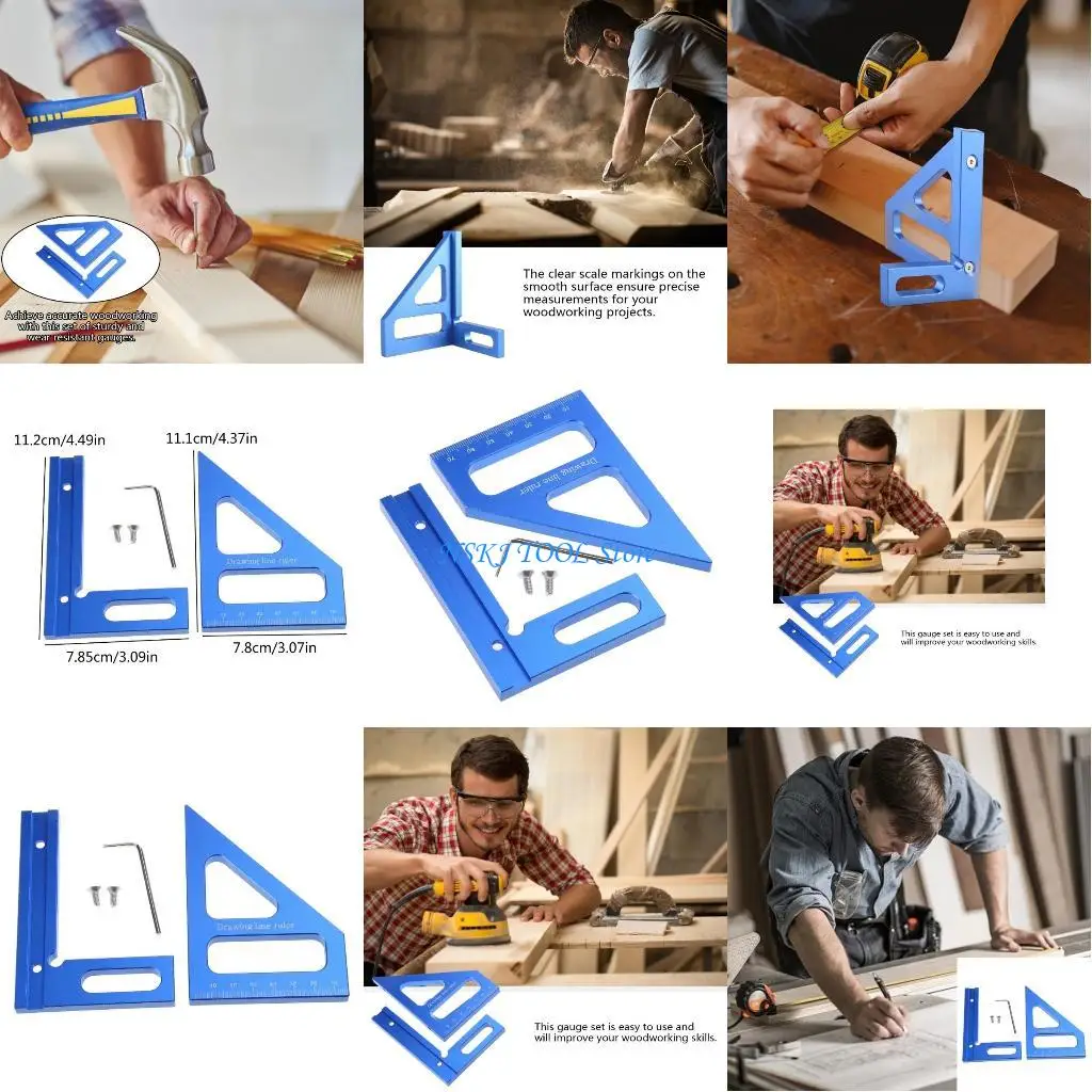 

L8RC Drawing Line Ruler Triangle Ruler Scribing Ruler Measurement Tool