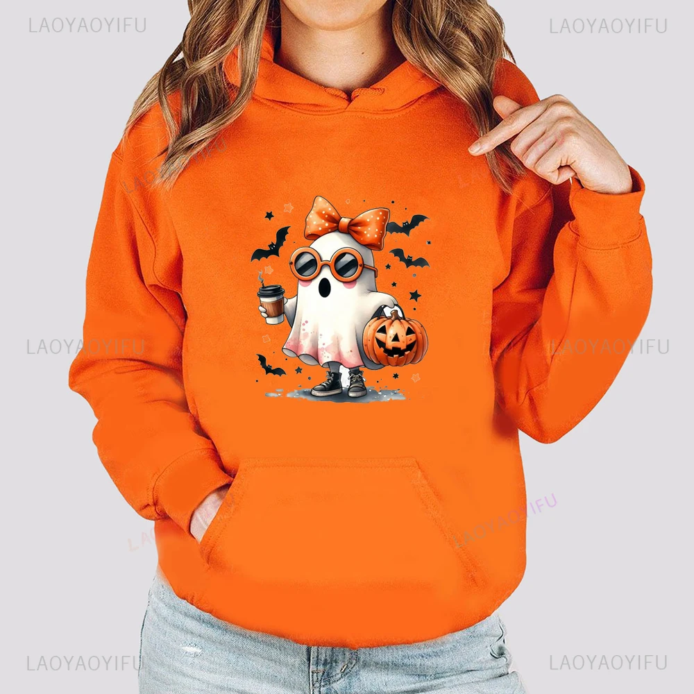 

Cute elf ghost hooded jumper Halloween theme casual daily long-sleeved hoodie cool street autumn and winter season clothes