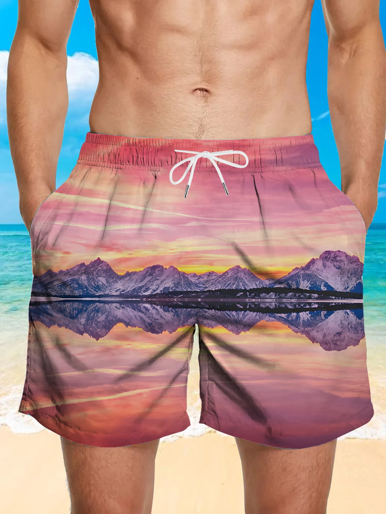 

Leisure Full Print Polyester Shorts Men Custom Digital Pattern Quick Dry Pants