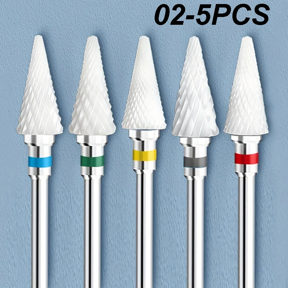 5PCS/Set Ceramic Carbide Tungsten Nail Drill Bits For Electric Drill Manicure Pedicure Tools Nail Drill Machine Accessories