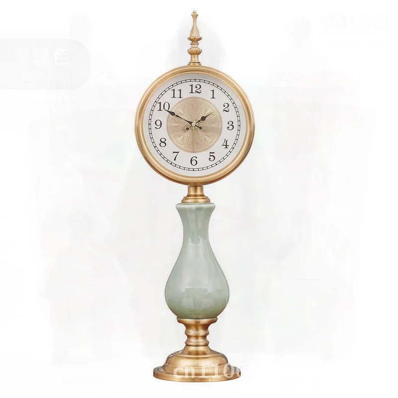 

Керамические настольные часы в американском стиле ретро, модные круглые часы для декора гостиной, односторонний указатель, механизм на батарейках, домашний
