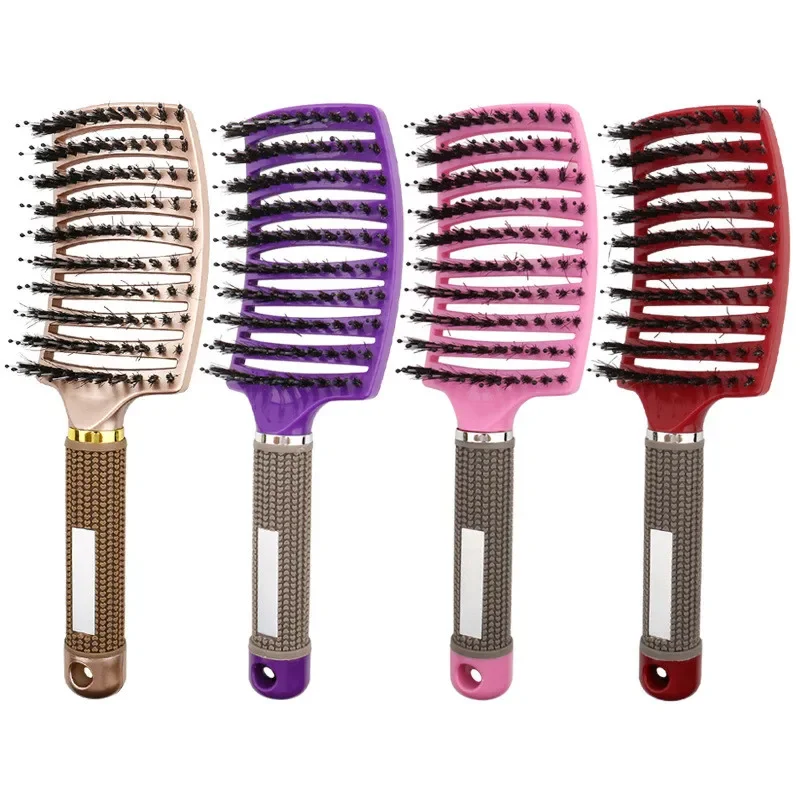 Hair Scalp Massage Comb para Mulheres, Cerdas, Nylon Hairbrush, Wet Curly Detangle, Escova para Salão, Barbeiro Cabeleireiro, Styling Tools