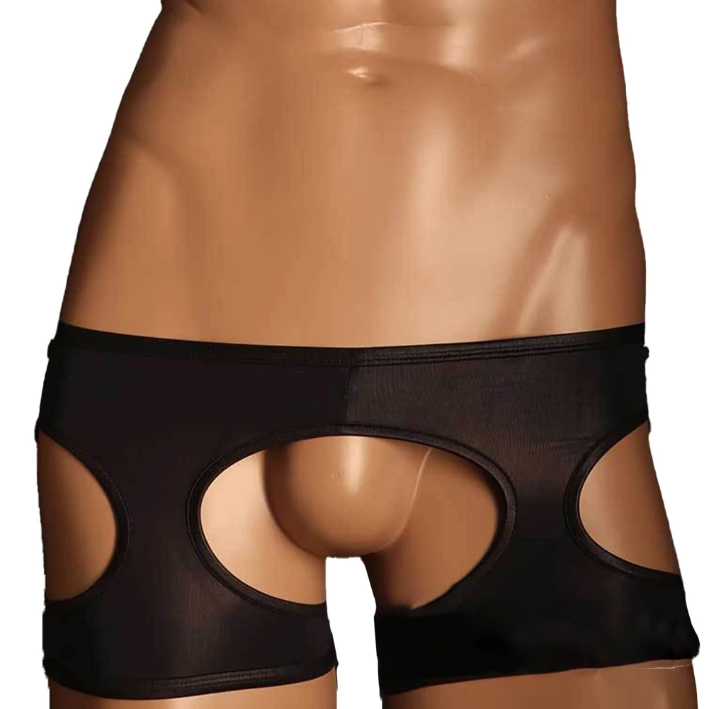 

1pc Mens Sexy Boxer Briefs Shorts Low Rise Transparent Boxer Underwear Open Crotch Underpants For Man Gay