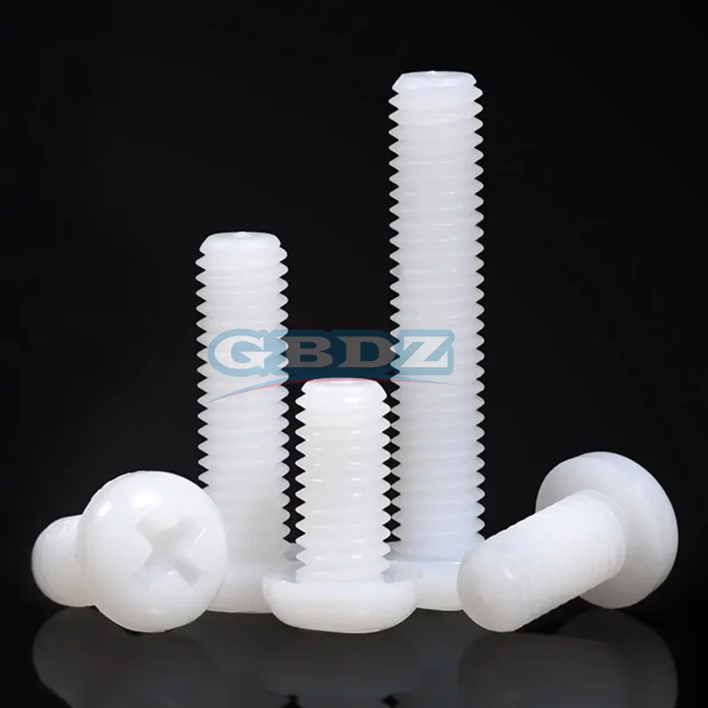 Viti a testa tonda a croce in nylon bianco da 100 pezzi M2/M2.5/M3 Accessori per attrezzature anticorrosione ad alta resistenza