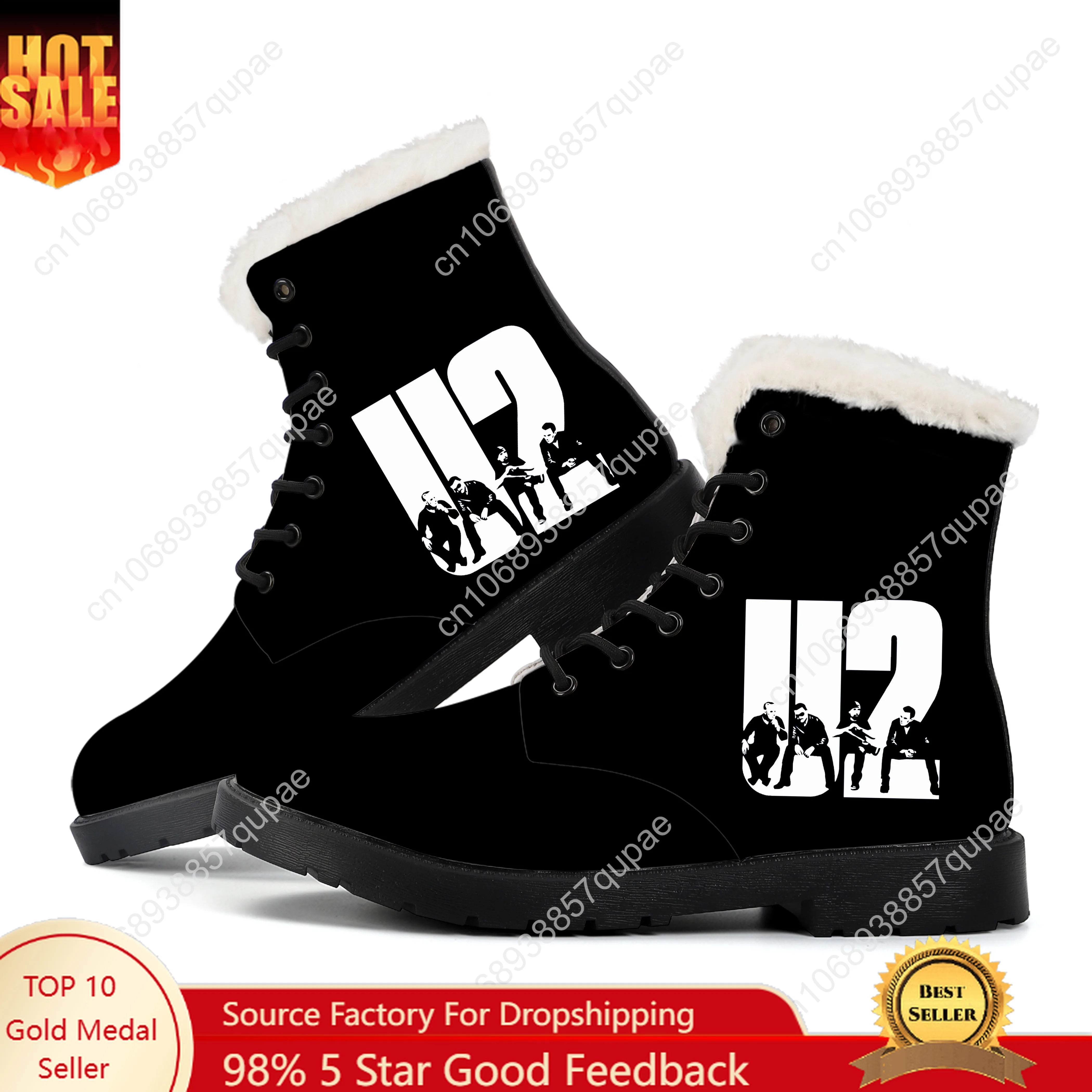 

U2 Plush Boots Music Rock Band Mens Womens Teenager Shoes Casual Boot Light High Quality Fashion Couple Customize Shoe