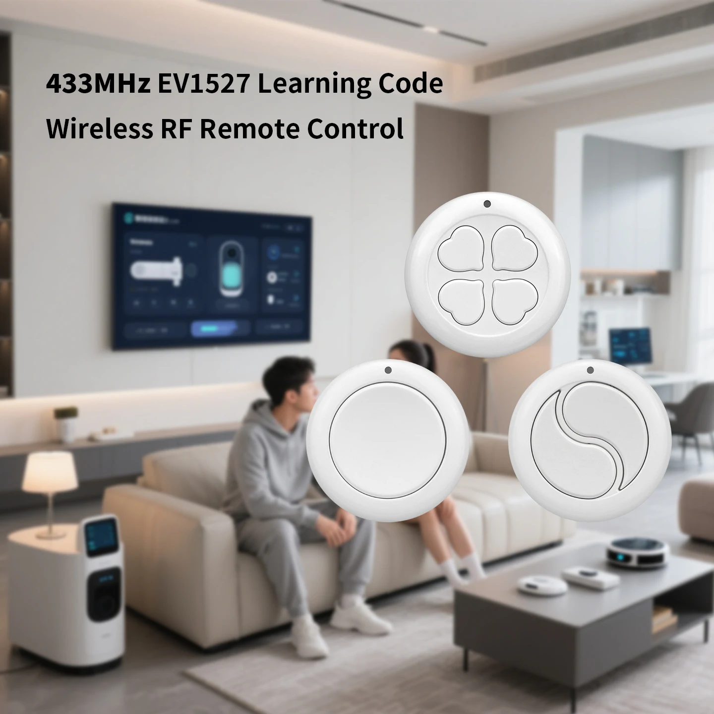 

433MHz Wireless RF Remote Control SOS Panic Button Doorbell 1CH 2CH 4CH Round EV1527 Learning Type For Smart Home Lighting