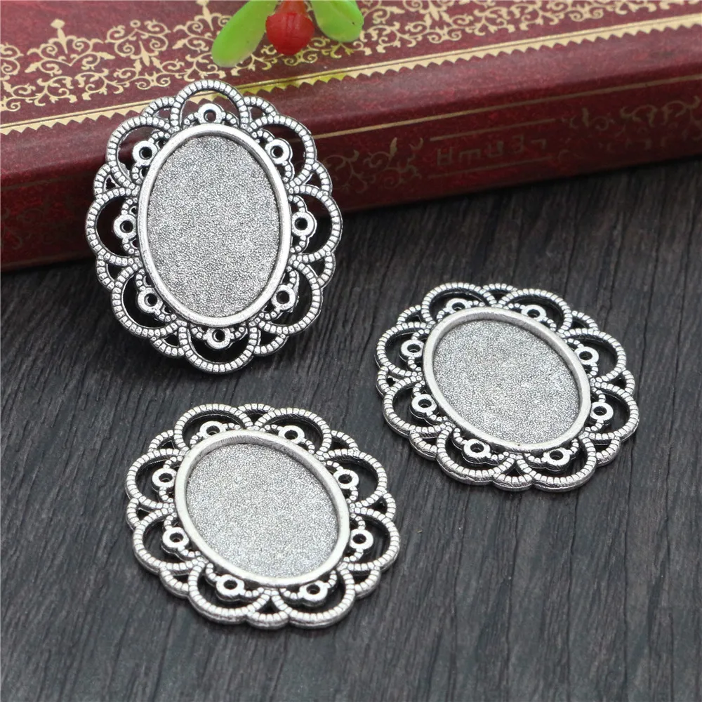10 sztuk 13x18mm wewnętrzna rozmiar antyczne srebro pozłacane i brązu w stylu Vintage styl Cameo Cabochon ustawienia bazy wisiorek naszyjnik ustalenia — zdjęcie 5