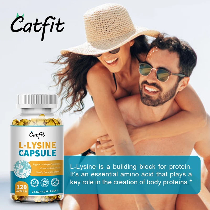 Catfit-Capsules d'acide aminé pour enfants et adultes, vitamines, austrde croissance fongique, monoHCl de L-lysine, recommandé, 120 pièces