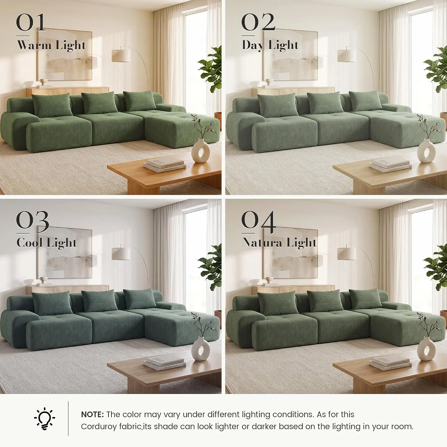 108'' Modular Boneless Sofa,Sectional Couch for Living Room