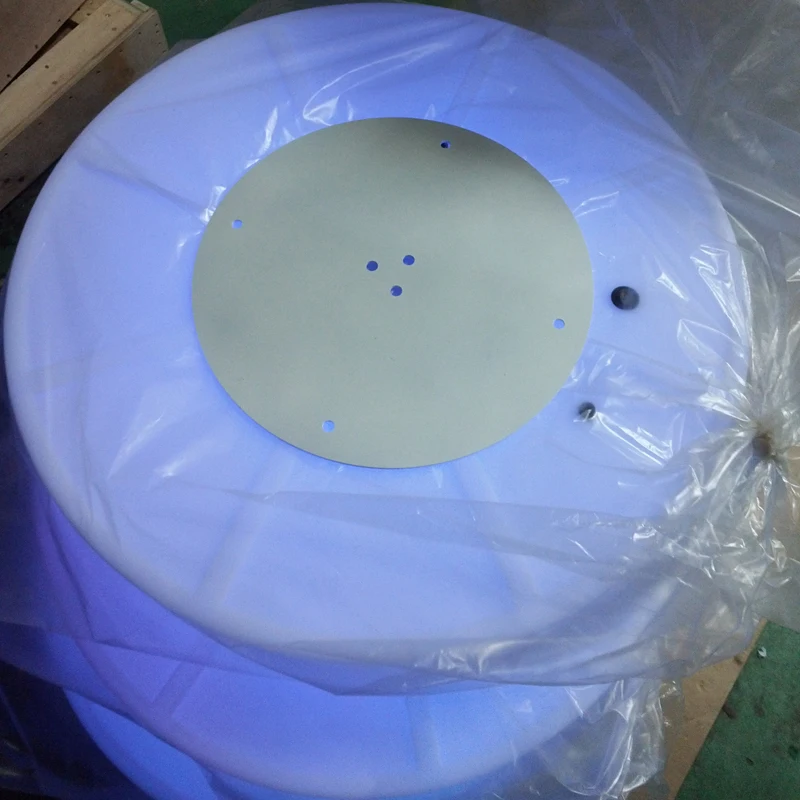 LED Round Tabletop D60x16cm Remote Control Waterproof Rechargeable Bar Furniture White Plastic Luminous Desk Riq-T16