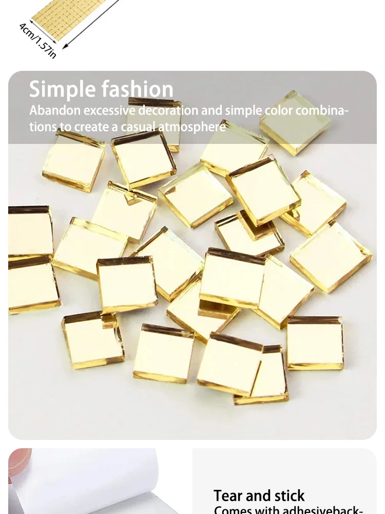 4x100cm Creative DIY Glass Mirror Stickers Mosaic Glass Self-adhesive Mirror Wall Stickers 3D Background Wall Mirror Decoration