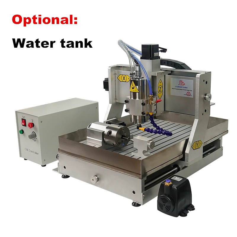 6090 3 4 Axis CNC Router Offline Controller Metal Steel Wood Engraving Drilling Milling Machine 2.2KW Spindle with Water Tank