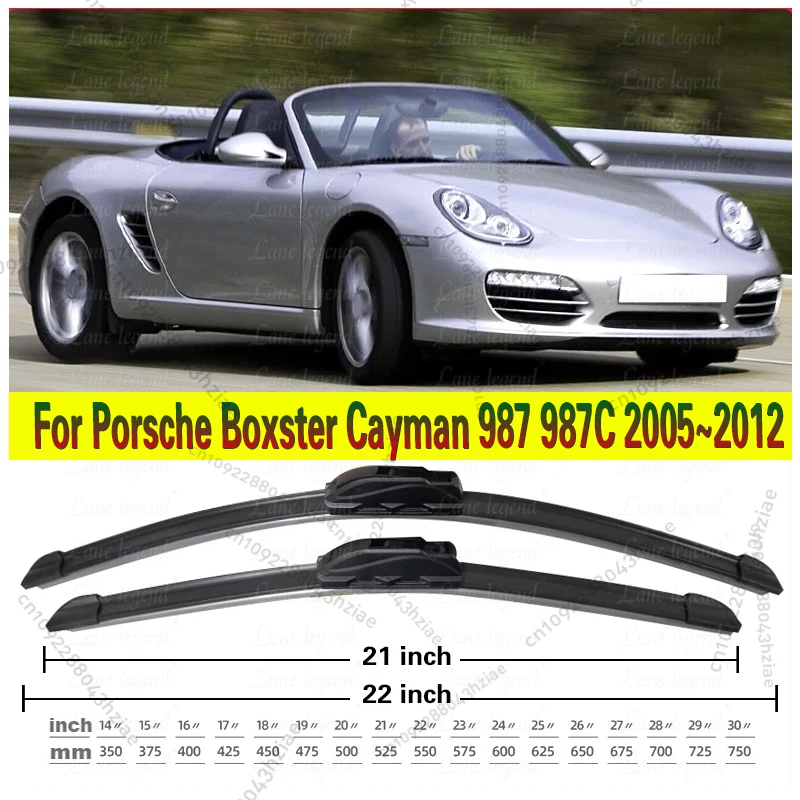 

2x For Porsche Boxster Cayman 987 987C 2005~2012 Front Windshield Wiper Blades Windscreen Window Accessories 2006 2007 2008 2009