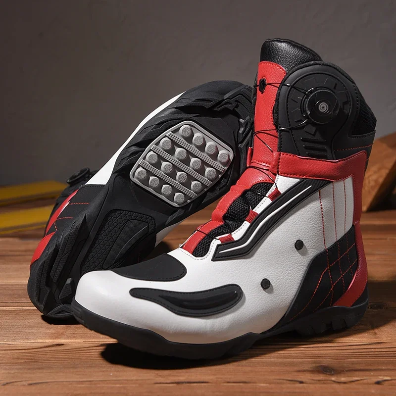Motorcycle Boots Dirt Riding Boots Breathable Anti-slip Protective Equipment for Outdoor Riding Waterproof Microfiber Leather