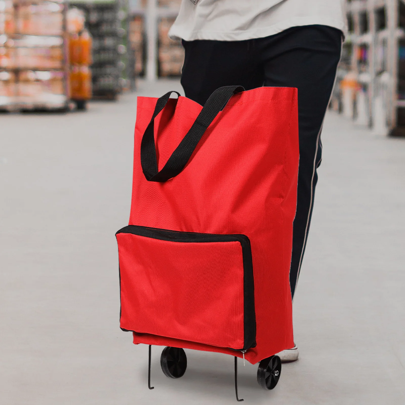 أكسفورد القماش حمل حقيبة دائم للطي عربة التسوق عجلات سعة كبيرة منظم منزلي عربة بقالة المحمولة #1