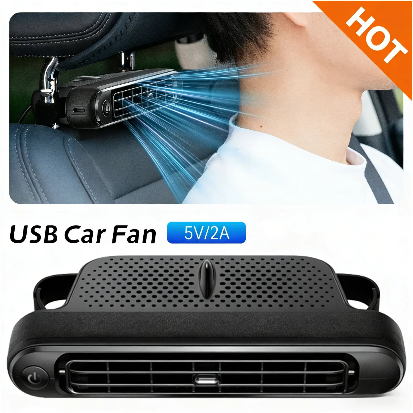 

Портативный USB-вентилятор для подголовника автомобильного сиденья, охлаждающий вентилятор, двойной турбо, 3 скорости ветра, установка волшебной ленты для автофургонов, седанов, домашних автомобилей