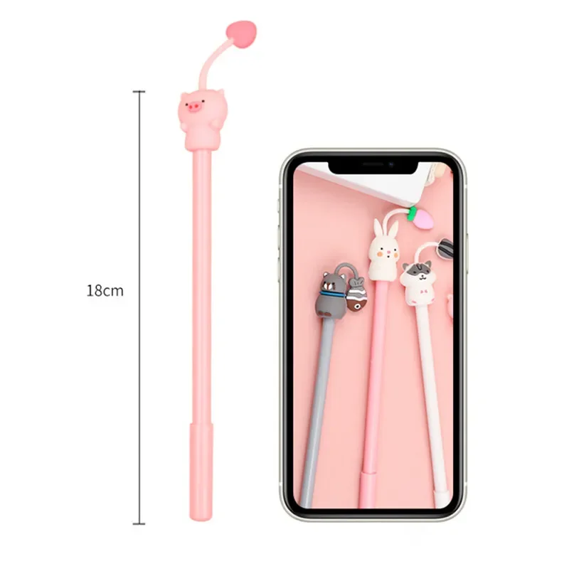 Juego de 4 unids/set de bolígrafos de Gel de dibujos animados, bonitos, para mascotas, Kawaii, cerdo, gato, hámster, conejo, bolígrafo de Gel, suministros de oficina y escuela, regalo de papelería