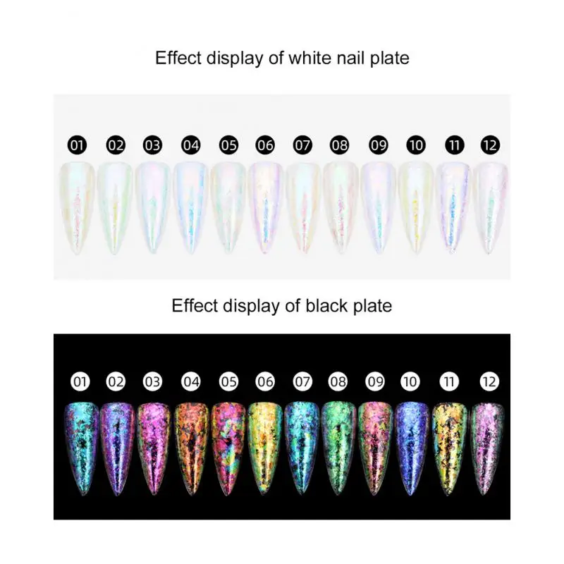 Opal zdobienie paznokci łuska cekiny holograficzny brokatowy kryształ akrylowy do paznokci puder nieregularny błyszczący syrenka lustro Neon