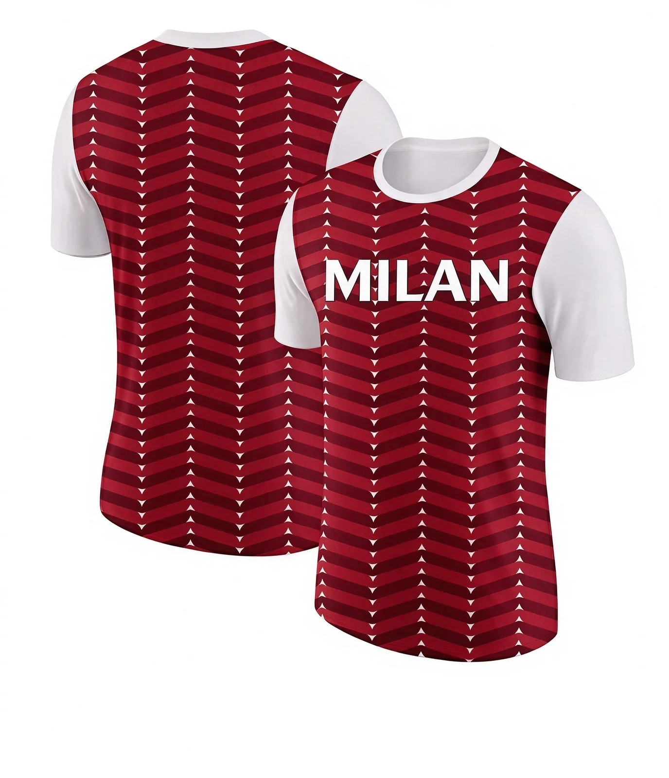 Men Milan City Football Jersey Wave Stripe Pattern Crew Neck Short Sleeve Soccer Fan Training Top