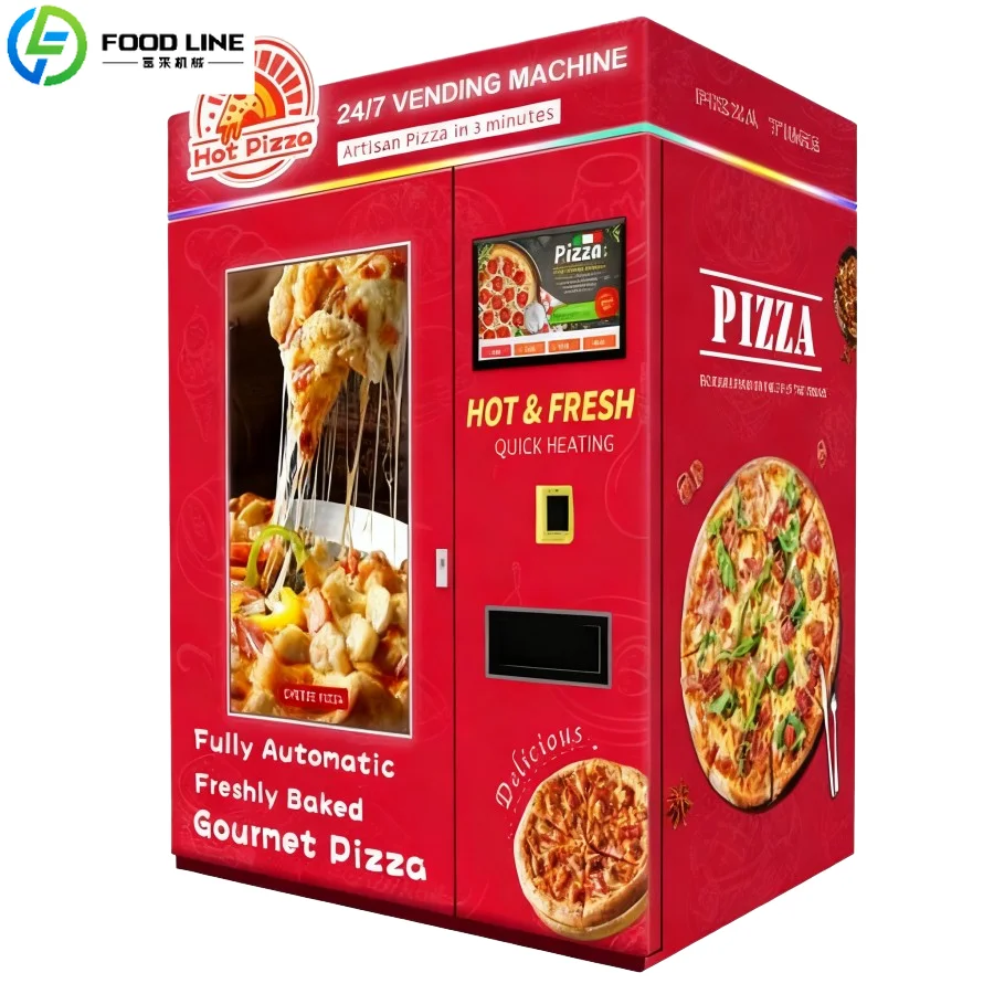 FOODLINE Exhibition Hall Pizza Vending Machine Silent Heating System Multi Flavor Frozen Pizza Storage Rack