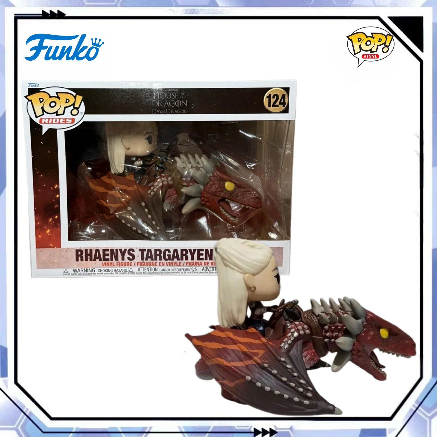 

Rides Deluxe Rhaenys Targaryen with Meleys Figure #124 Funko Pop Official Authentic Collect Figure Game of Thrones Fans Toy Gift