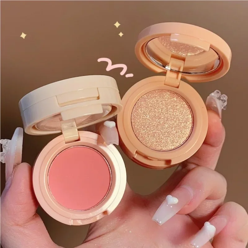 Placa de blush 3 em 1, blush iluminado integrado, placa de blush portátil, à prova d'água e à prova de suor, cosméticos faciais