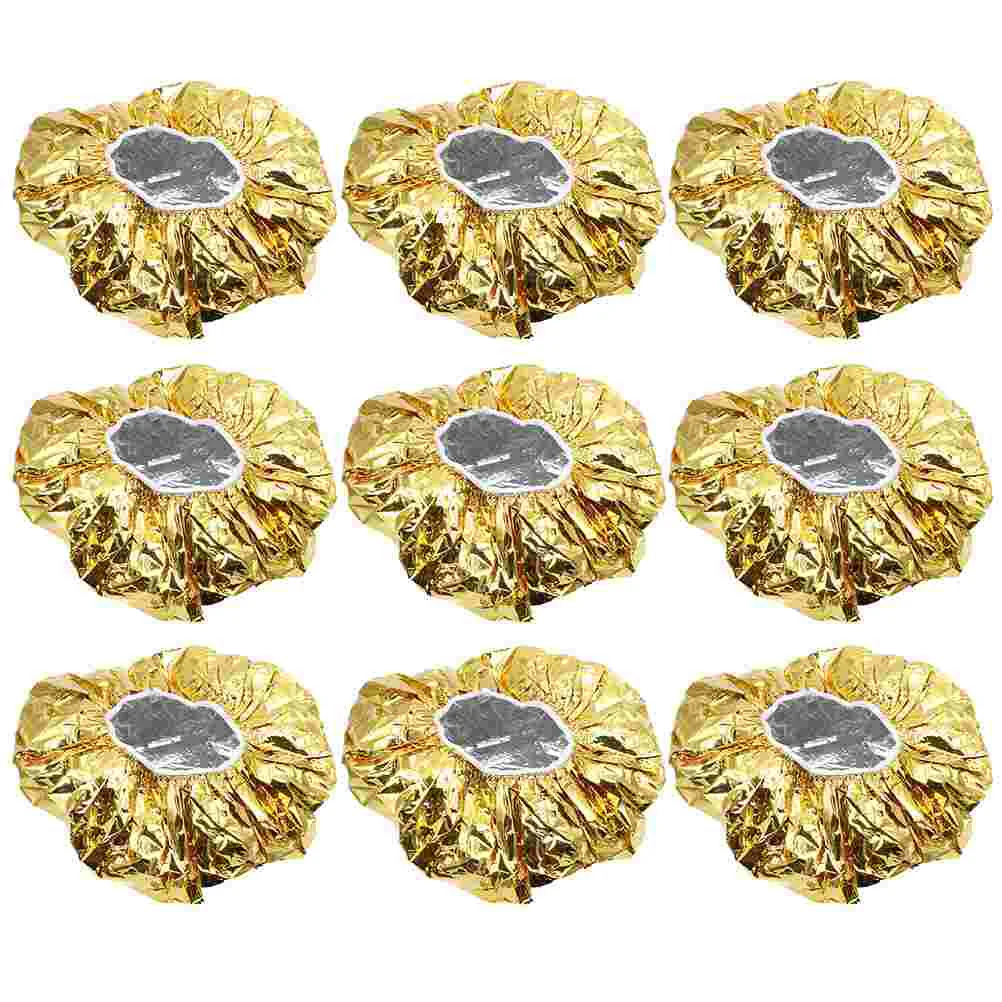 

10pcs Aluminum Foil Hair Caps Heat Insulation Hair Styling Caps Elastic Coloring Caps for Home Salon (Golden)