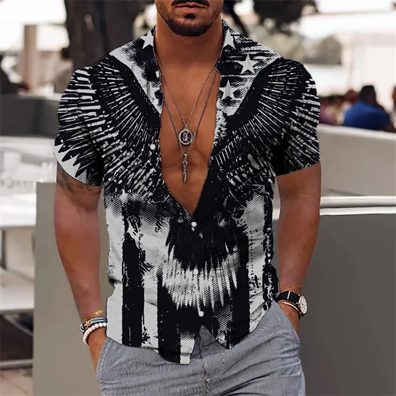 Chemise hawaïenne imprimée en 3D pour hommes, graphiques d'animaux, ample, respirante, décontractée, boucle unique, haut d'été, nouveau, 2023