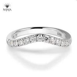 M-JAJA Half Eternity Moissanite Ring Curved Wedding Band S925 Sterling Silver 0.39ct D VVS1 Lab Diamond Rings for Women Jewelry