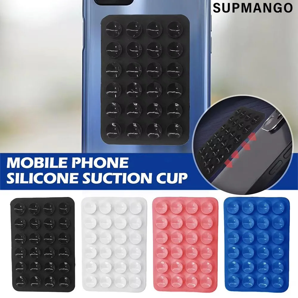 Suction Cup Wall Stand Mat Multifunctional Silicone Leather Square Phone Single-Sided Case Anti-Slip Holder Mount Suction image 2