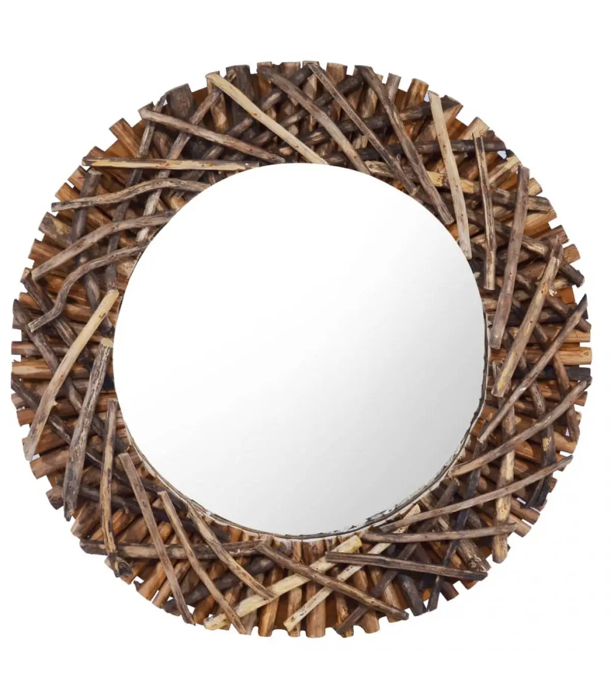 Round Wall Mirror Mirror teak 60 cm