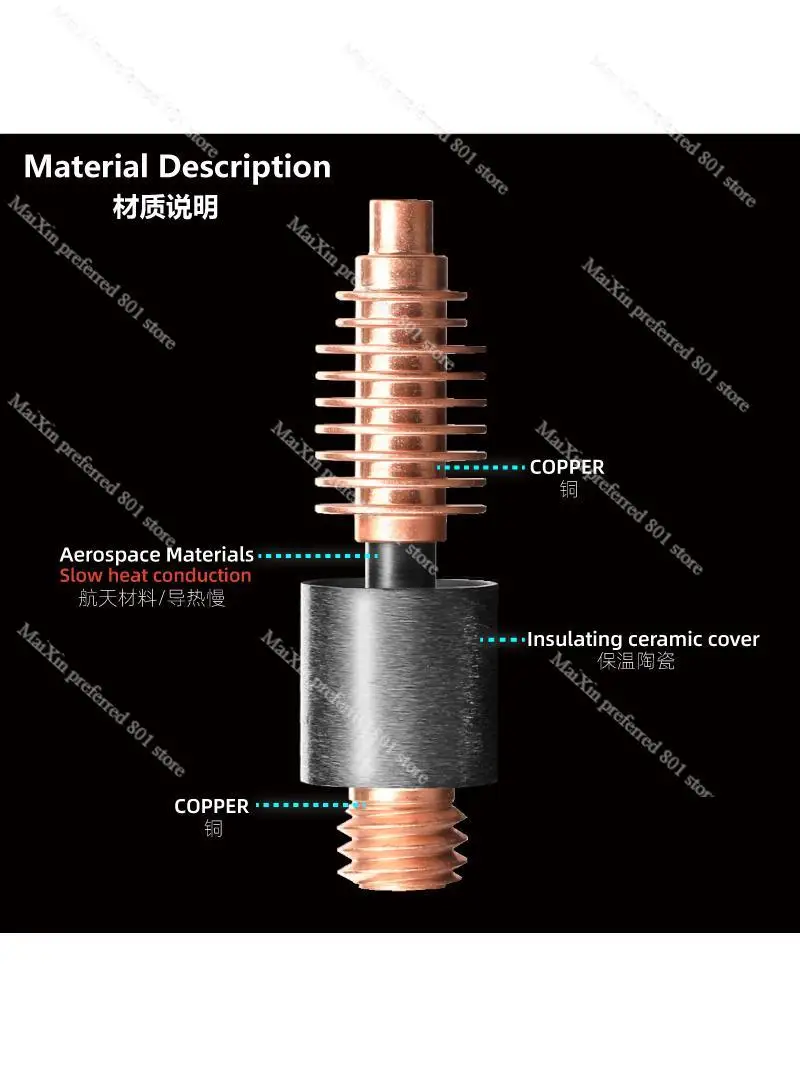 V2 Ceramic Dragon Throat for Carbon Fiber Printing 3D Printer Hot End Accessories