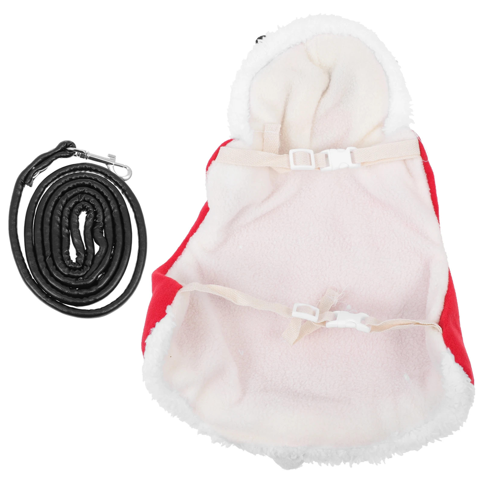 

Pet Rabbit Clothes Lightweight Coral Fleece Red Garment Leash Christmas Adorable Costume Decoration Pulling Rope Strap