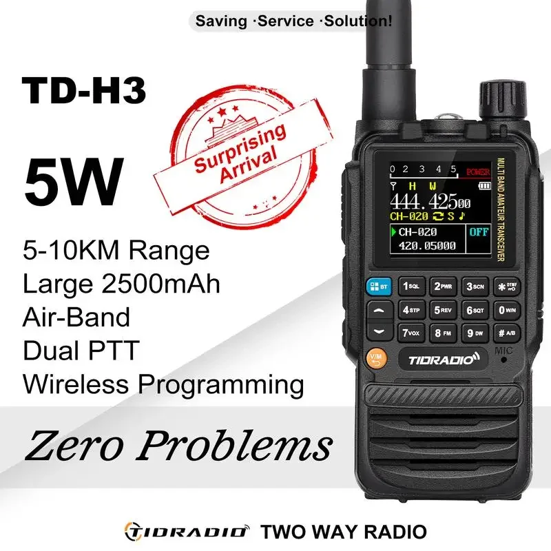 TIDRADIO TD-H3 GMRS & HAM 휴대용 라디오, 장거리 무선 프로그래밍, 멀티 밴드 수신, 양방향 라디오