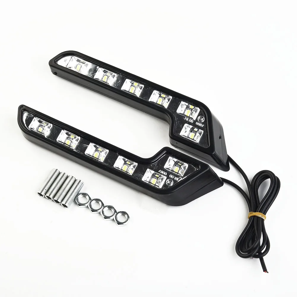 2Pcs 12V L Shaped Strips Driving Lamp Daytime Running Fog Light Waterproof Car LED Lamp Front Bumper Exterior Accent Light