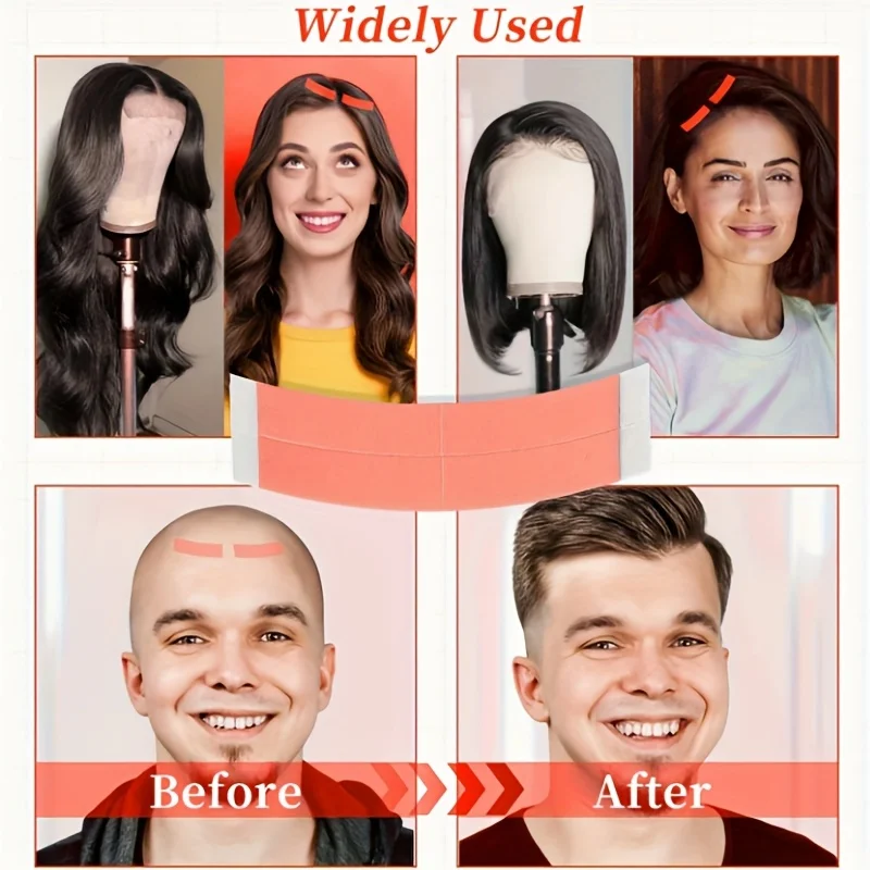 

72 шт. двухсторонняя невидимая водонепроницаемая лента для парика с ультрафиксацией, бесшовный клей для париков спереди, париков