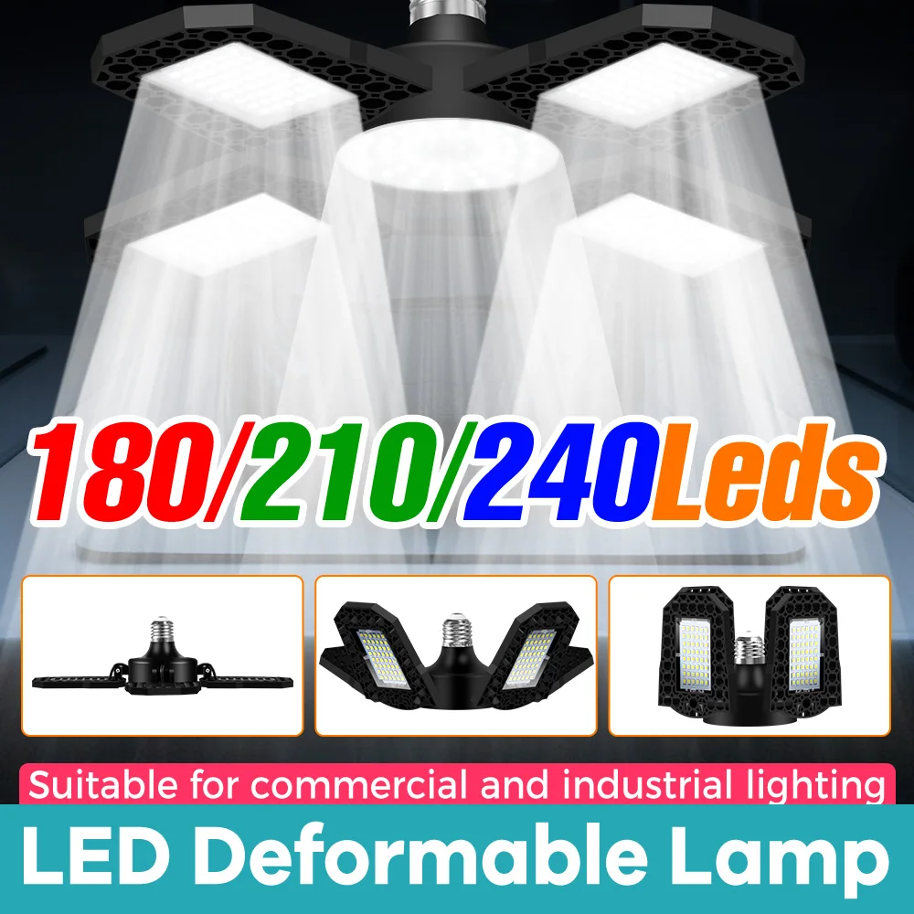 

LED Garage Light Bulbs, 100W 120W 150W 10000LM Super Bright Garage Lighting Shop Light With Adjustable Panels, E27 Screw Socket