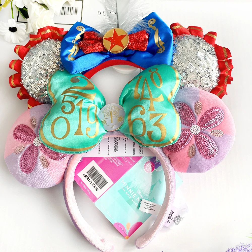 Disney Minnie Ears Headband Cute Hair Bow Girl Toy Headdress Birthday Party Decoration Christmas Gifts