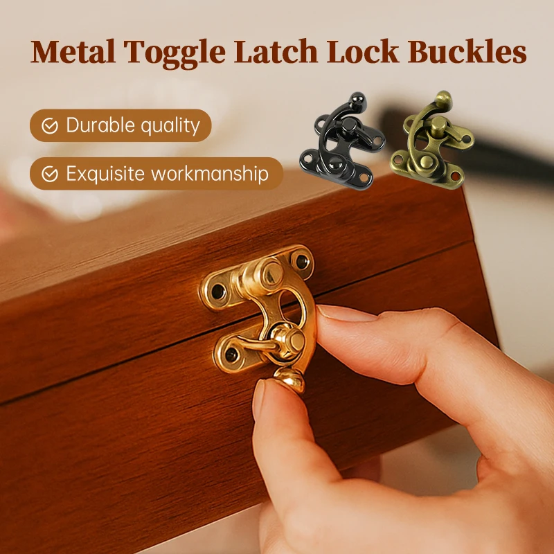 

45*37mm 1-5Pcs Wooden Box Toggle Latch Hasp Hook Lock Closure Padlock Hasp Screws Leather Bags Jewelry Box Hardware Accessories