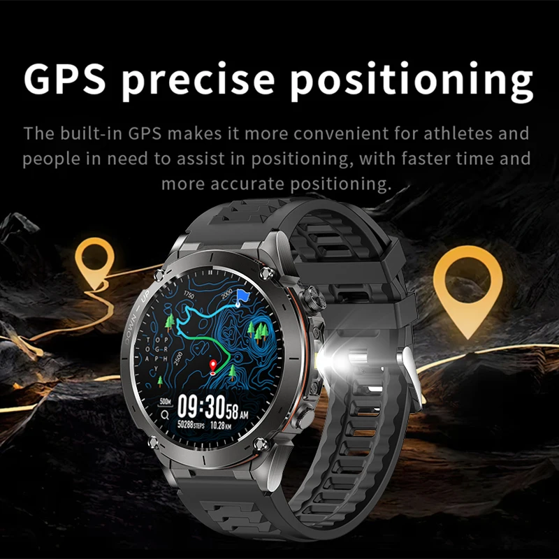 GPS 야외 스포츠 스마트 시계 남자 1.43 인치 360*360 AMOLED HD 화면 730MAH 배터리 블루투스 통화 IP68 방수 Smartwatch