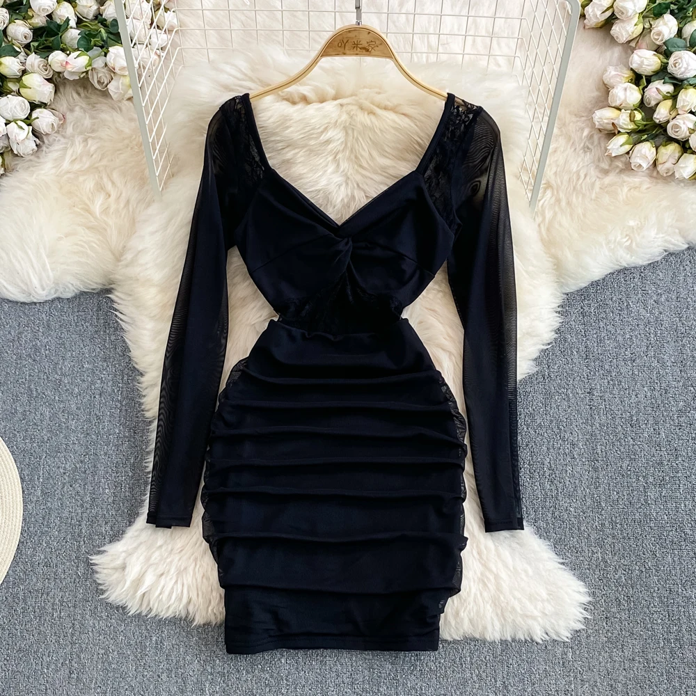 Foamlina Hot Pink/Rose Red One Shoulder Dress Pleated/Textured Fabric Cut-out Waist Long Sleeve Maxi Robe