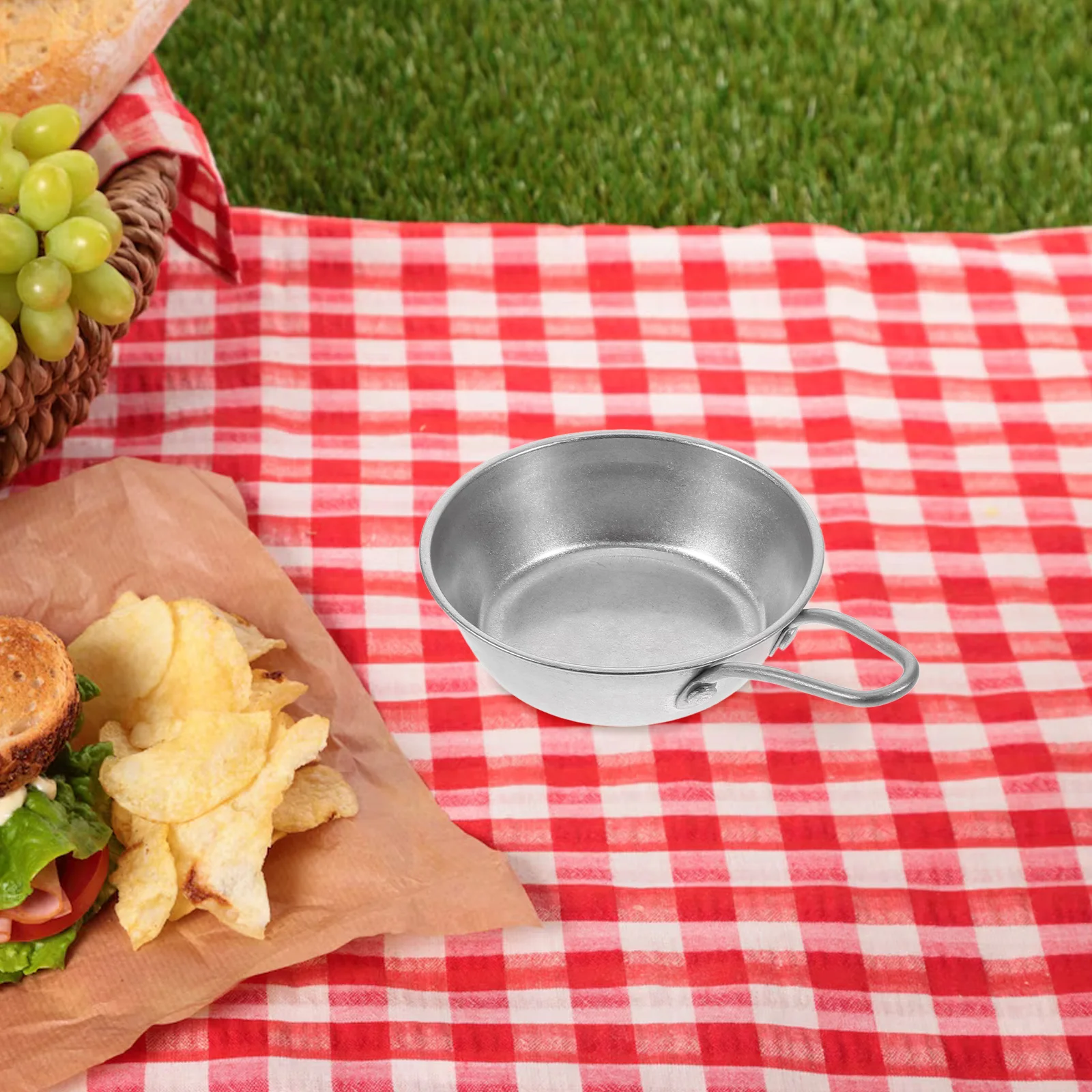 

1PC Outdoor Camping Picnic Bowl Vintage Korean Stainless Steel Durable Heat Resistant Lightweight Multifunctional Cookware Dark