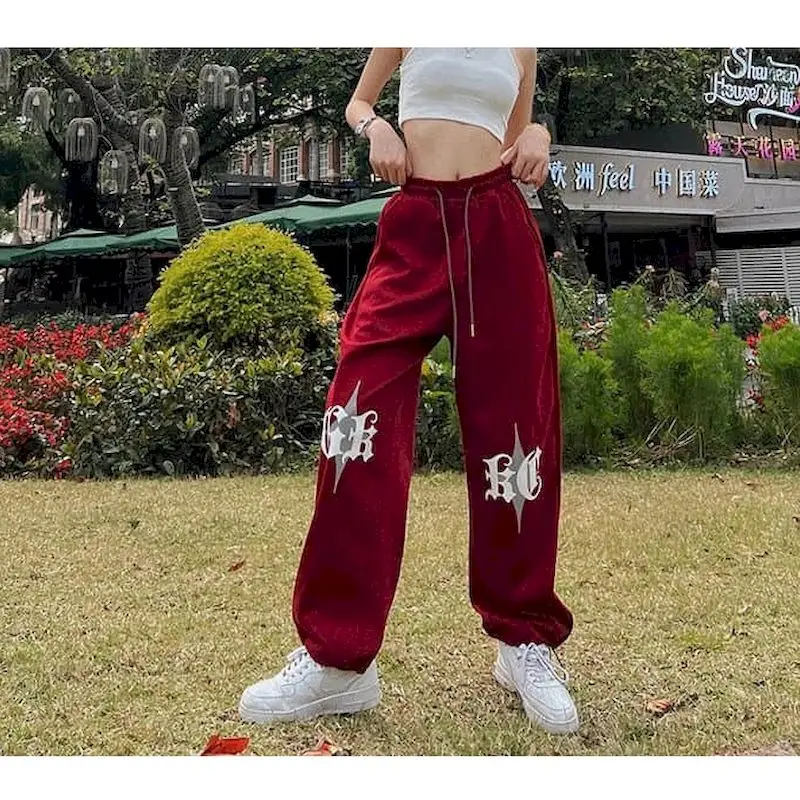 

Drawstring Pants Casual High Street Pants Oversized Trousers Women Loose Korean Style Sport Sweatpants Leggings Hip-hop Pants