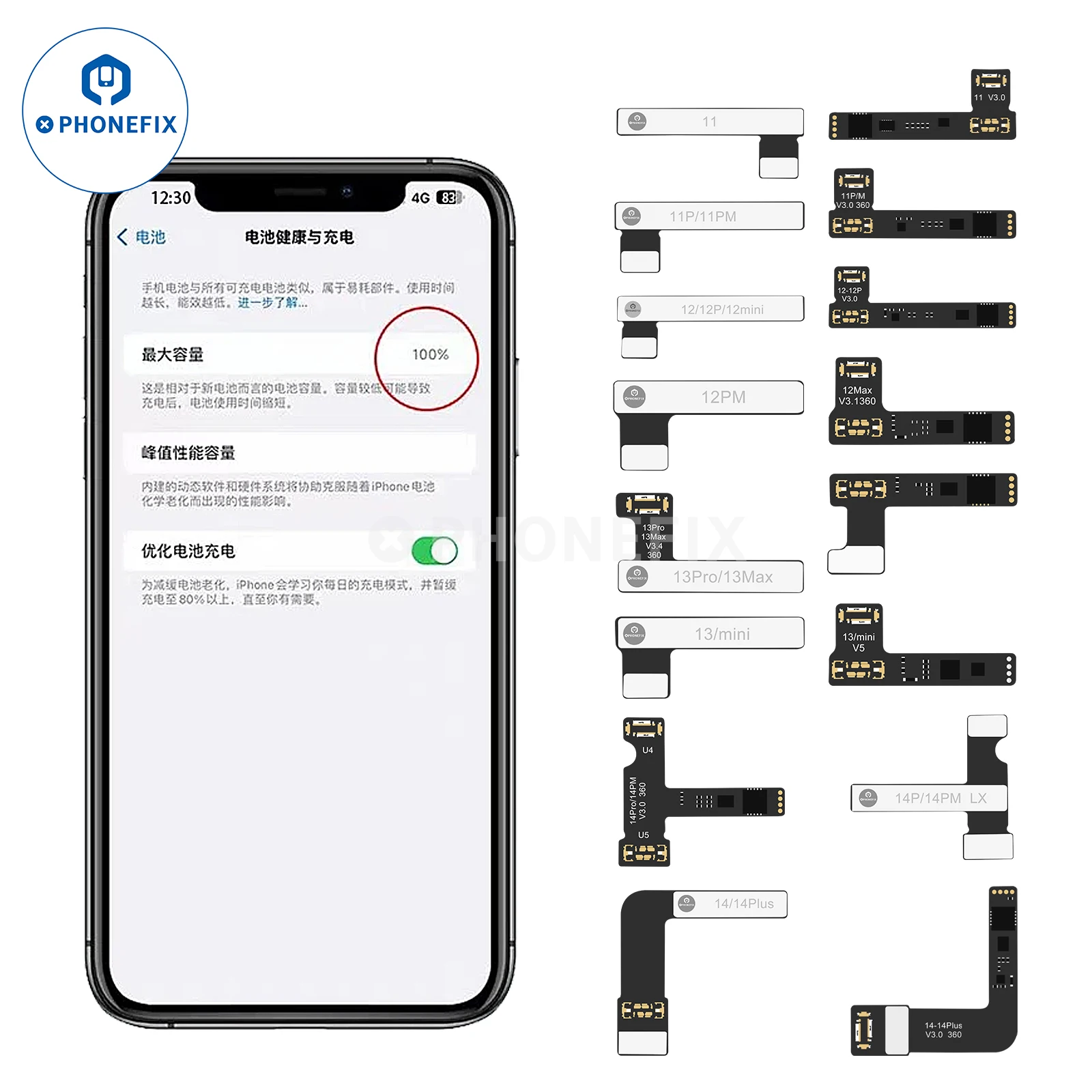 OSS W09 Pro V3 Tester External Battery Repair Cable For iPhone 11-15ProMAX Increases Battery Health Pop-up Warning Error Removal