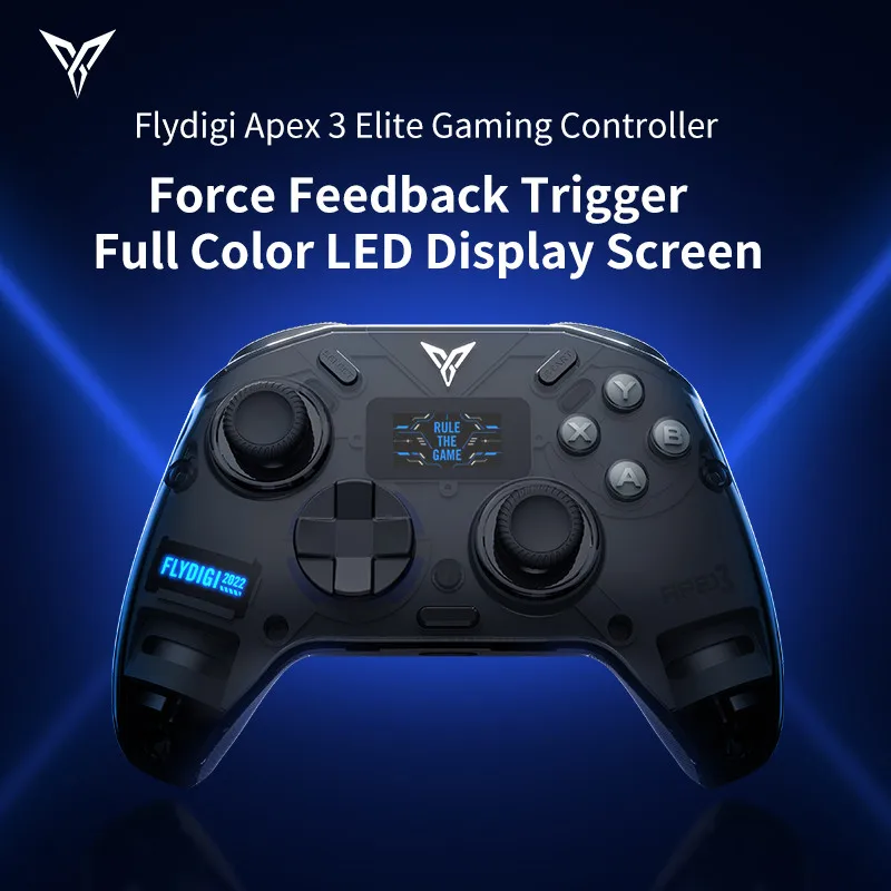 FlyDiGi Apex 3 Bluetooth Wireless Gamepad Force Feedback Trigger LED Display Game Handle Controller with Magnetic Charging Base