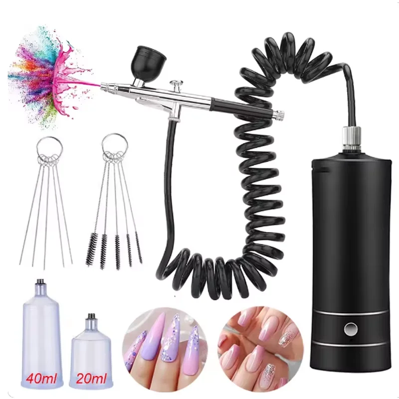 Airbrush Nail With Compressor Portable Air Brush Nail Paint Compressor For Nails Art Cake Painting Craft Airbrush Compressor