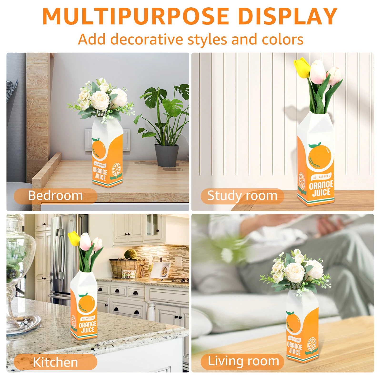 Orange Juice Vase Vintage Box Cute Creative Flower Vases Decor Cute Ceramic Vase Multipurpose Decorative Vase for Living Room
