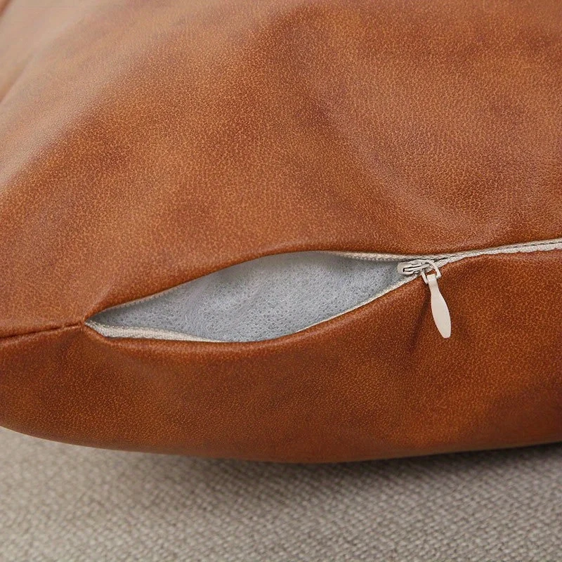 1pc Faux Leather Throw Pillow Covers  Thick Large Decorative Modern Boho Farmhouse Living Room Square Cases for Couch Bed Sofa