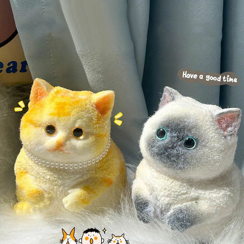 Food Grade Silicone Cat Taba Silicone Fuzzy Kitten Handgemaakte Mushy Cat Squeeze Mochi Toy Hand Relax Stress Release Gift