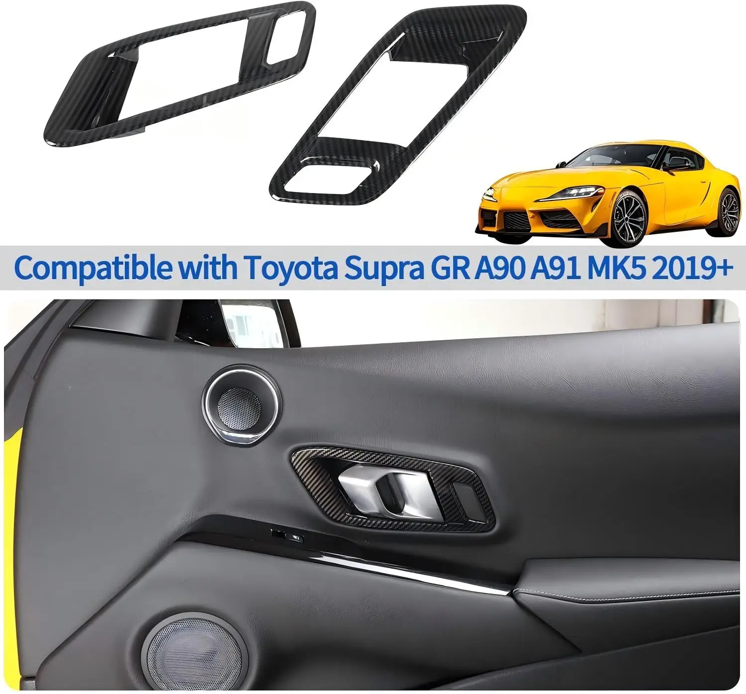 

2PCS Carbon Fiber Car Interior Door Handle Frame Cover For Toyota GR Supra A90 A91 MK5 2019-2025 Door Handle Grib Frame Trim